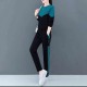Leisure Style Vertical Alphabet Printing Round Neck Sportswear - Green image