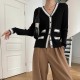 Soft Waxy Button Closure Cardigan Style Long Sleeve Sweater - Black image