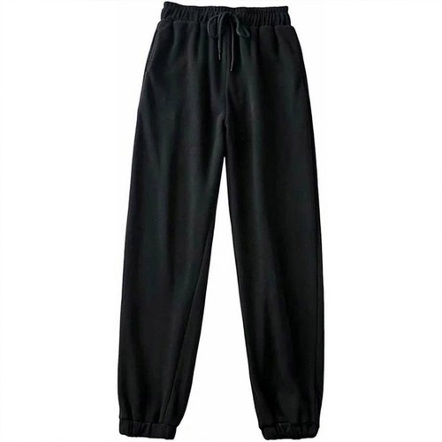 Plain Workout Drawstring Waist Closure Sweatpants - Black image