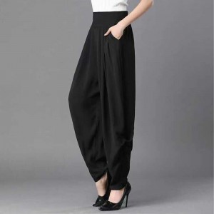 Fabulous Harem High Waist Solid Viscose Women Patiala Pants - Black