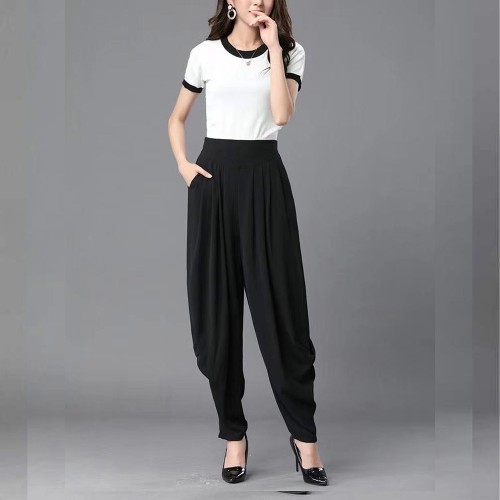 Fabulous Harem High Waist Solid Viscose Women Patiala Pants - Black image