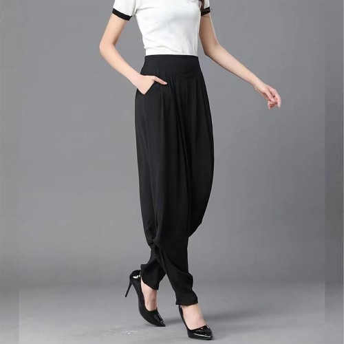 Fabulous Harem High Waist Solid Viscose Women Patiala Pants - Black image