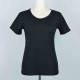 Retro Style Solid Color Patch Pocket Scoop Neck Women Tops - Black image