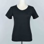 Retro Style Solid Color Patch Pocket Scoop Neck Women Tops - Black