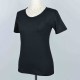 Retro Style Solid Color Patch Pocket Scoop Neck Women Tops - Black image