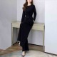 Elegant Solid Suit Crop Top & Long Pants Slash Pockets Dress - Black image