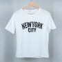 Korean Style Short Sleeve Letters Printed Round Neck Women Tops - White
