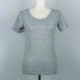 Retro Style Solid Color Patch Pocket Scoop Neck Women Tops - Grey image