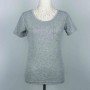 Retro Style Solid Color Patch Pocket Scoop Neck Women Tops - Grey