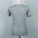 Retro Style Solid Color Patch Pocket Scoop Neck Women Tops - Grey image