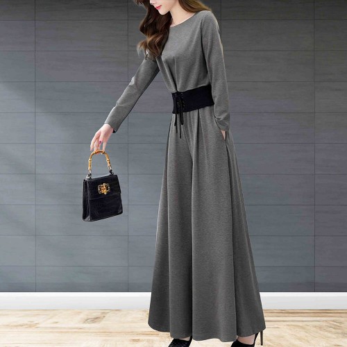 Elegant Solid Suit Crop Top & Long Pants Slash Pockets Dress - Grey image