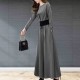 Elegant Solid Suit Crop Top & Long Pants Slash Pockets Dress - Grey image