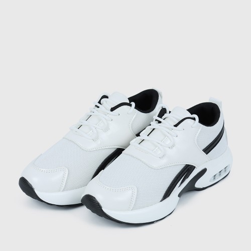 Lace Up Breathable Round Toe Mesh Sports Sneakers - Black image