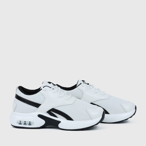 Lace Up Breathable Round Toe Mesh Sports Sneakers - Black image