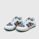 Retro Color Stripes Flat Sole Round Head Lace Up Sneakers - White image