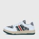 Retro Color Stripes Flat Sole Round Head Lace Up Sneakers - White image