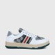 Retro Color Stripes Flat Sole Round Head Lace Up Sneakers - White image