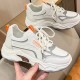 Sports Style Flat Bottom Lace Up Breathable Women Sneakers - Orange image