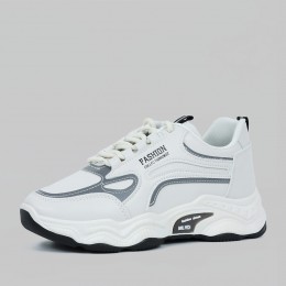 Contrast Color Lace Up Running Platform Booster Sneakers - Grey