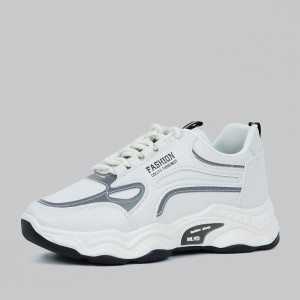 Contrast Color Lace Up Running Platform Booster Sneakers - Grey