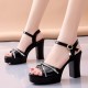 Bohemian Platform Buckle Strap Women High Heel Sandals - Black image