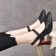 Luxurious Style Floral Pattern Splicing Women High Heels Black image