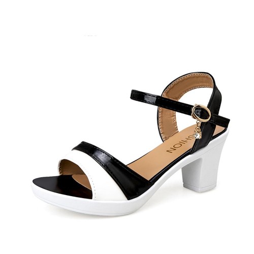 Stiletto Buckle Strap Open-Toe Women Heels Sandals Black image