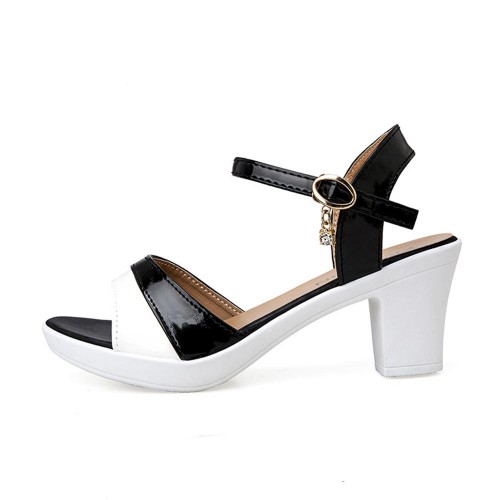 Stiletto Buckle Strap Open-Toe Women Heels Sandals Black image