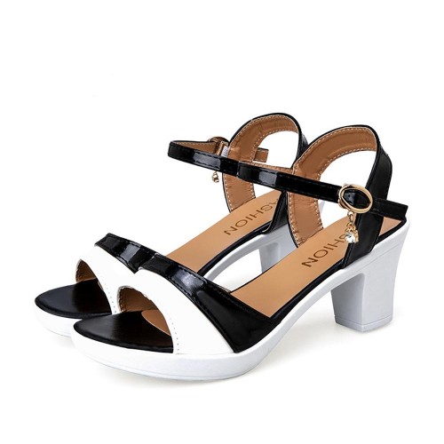 Stiletto Buckle Strap Open-Toe Women Heels Sandals Black image