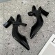 Ankle Strap Pointed Toe Soft Women High Heels Black image