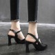 Ankle Strap Pointed Toe Soft Women High Heels Black image