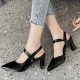 Ankle Strap Pointed Toe Soft Women High Heels Black image
