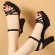 Peep Toe Platform Hollow Ankle Straps High Heel Sandals - Black image