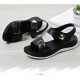 Velcro Closure Open Toe Flat Sandals for Women in Black image