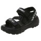 Strappy Velcro Thick Soled Open Toe Women Sandals - Black image