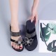 Bohemian Butterfly Hollow Women Wedge Slipper Sandals - Black image
