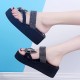 Bohemian Butterfly Hollow Women Wedge Slipper Sandals - Black image