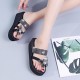Bohemian Butterfly Hollow Women Wedge Slipper Sandals - Black image