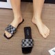 Rhinestone Square Head Checked Flat Heel Flip Flop Slippers - Black image