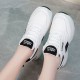 Thick Bottom Lace Up Low Cut Round Head Mesh Sneakers - Black image