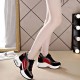 Round Toed Plaid Pattern Lace Up Mesh Sports Sneakers - Black image