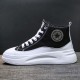 Lightweight High-top Lace Up Wedges Jogging Sneakers - Black image