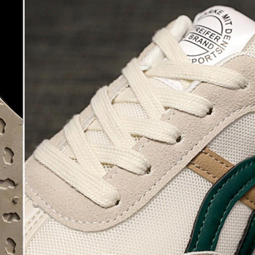 Canvas Breathable Sporty Lace Up Women Stripes Sneakers - Green image