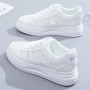 Shallow Mouth Stripe Breathable Laces Up Women Sneakers White
