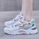 Breathable Hollow Out Mesh Lace up Women Sneakers - Pink image