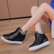Comfort Rhinestone Decorated High Top Women Fashion Sneakers - Black image