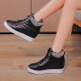 Comfort Rhinestone Decorated High Top Women Fashion Sneakers - Black
