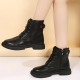 Round Toe High Top Comfortable Lace Up Women Boots Black image