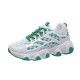 Comfort Round Toe Breathable Lace Up Sports Sneakers - Green image