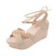 Women Fashion Thick Crust High Wedge Sandals - Cream image